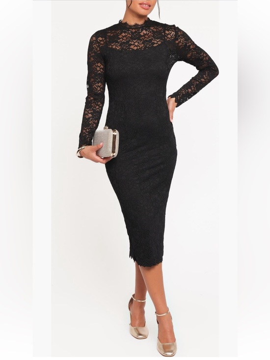Petal & Pup Dresses & Skirts - Petal & Pup Davina Black Lace Long Sleeve Midi Dress Small NWT